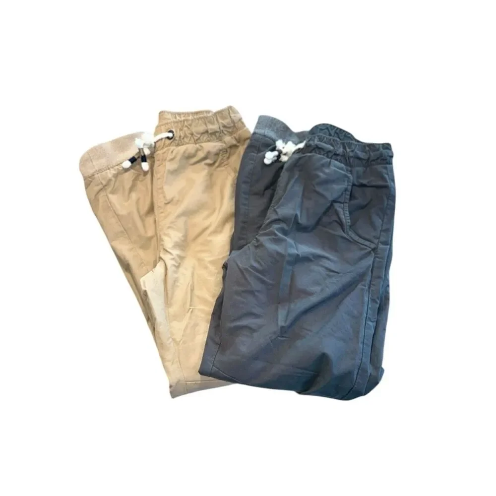 Cat & Jack Boys Jogger Pants Lot (2) Tan & Gray Size 6 Elastic Waist Lightweight